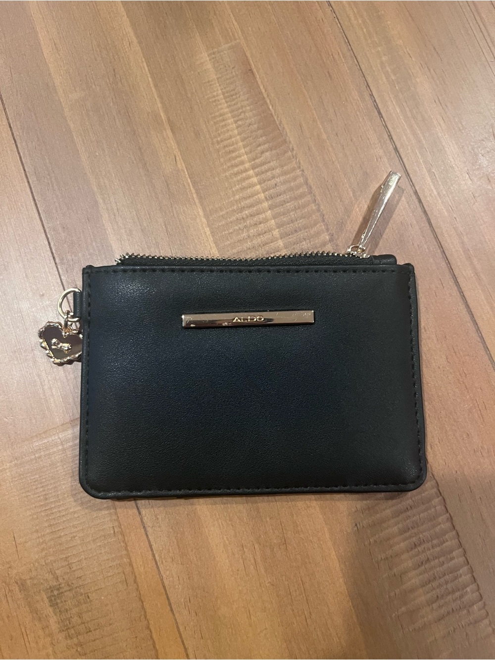 Aldo Black Card Wallet with Gold Accents